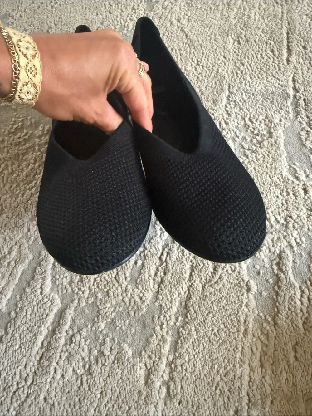 EILEEN FISHER Black knit ballet flats Heaven Stretch Knit Modern Wedge 10